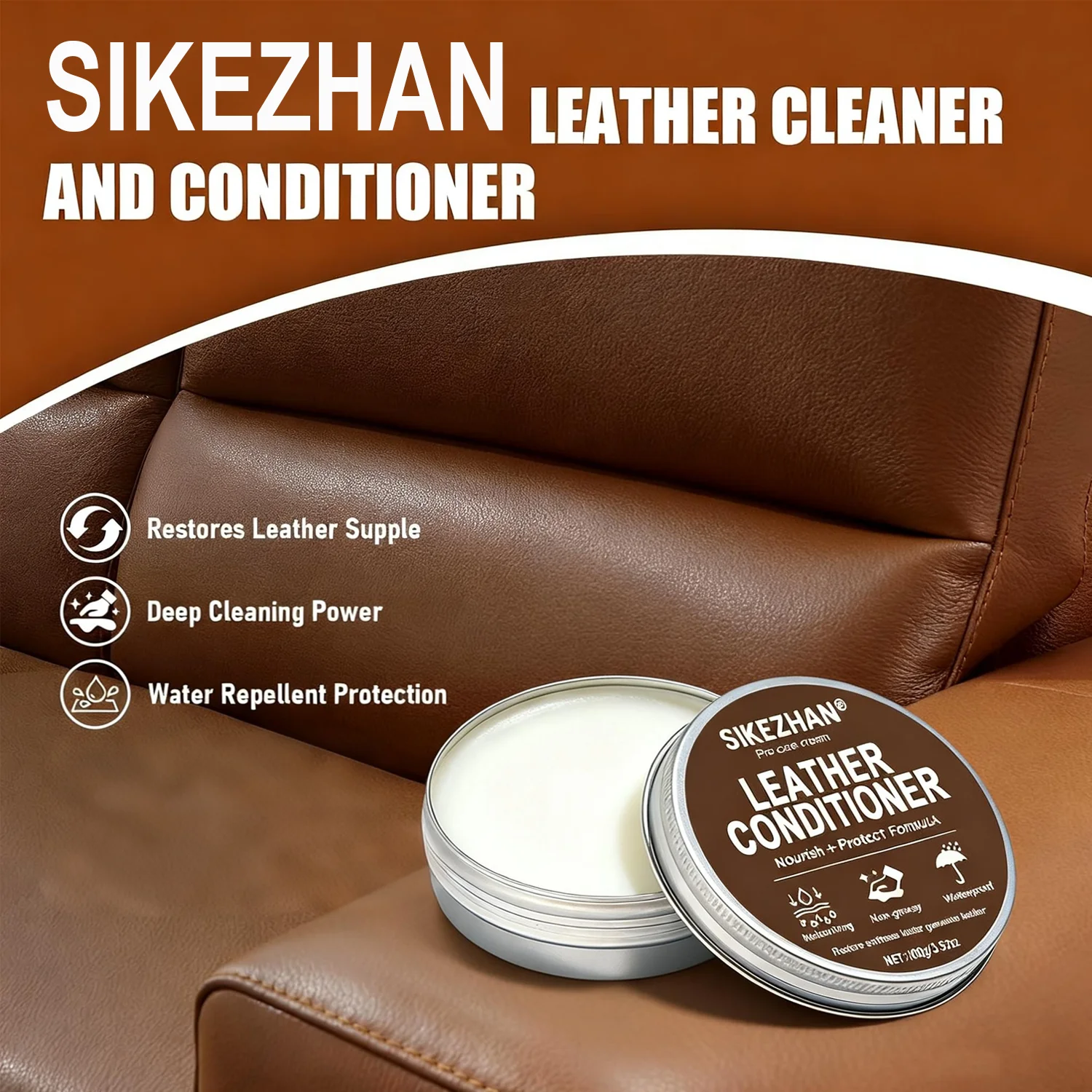 Car Leather Cleaner Conditioner Balm Kit - Balsem Perbaikan Kondisioner Pembersih Kulit, Penghilang