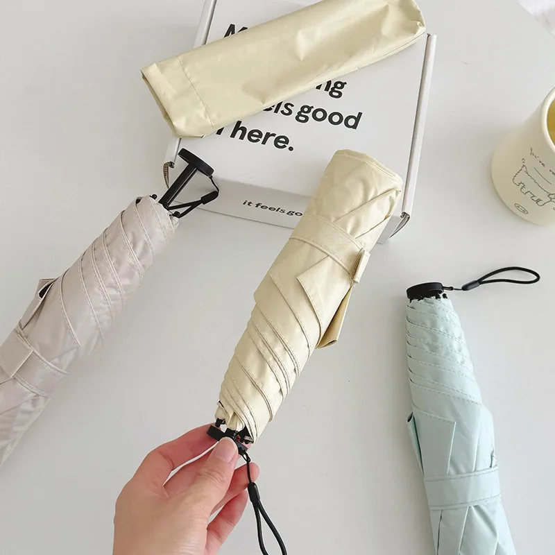 Mini Portable UV Blocking  Umbrella Black Lining Super Lightweight  Design Rainproof Women Parasol