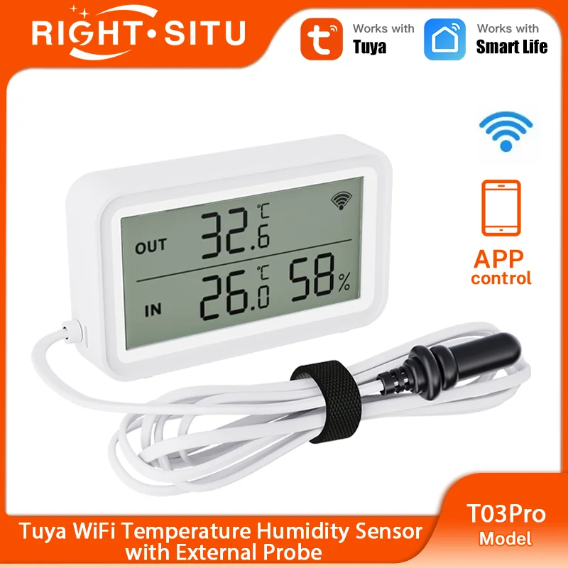 Tuya WiFi Zigbee Temperature and Humidity Sensor With External Temperature Sensor Work With Yandex Alexa