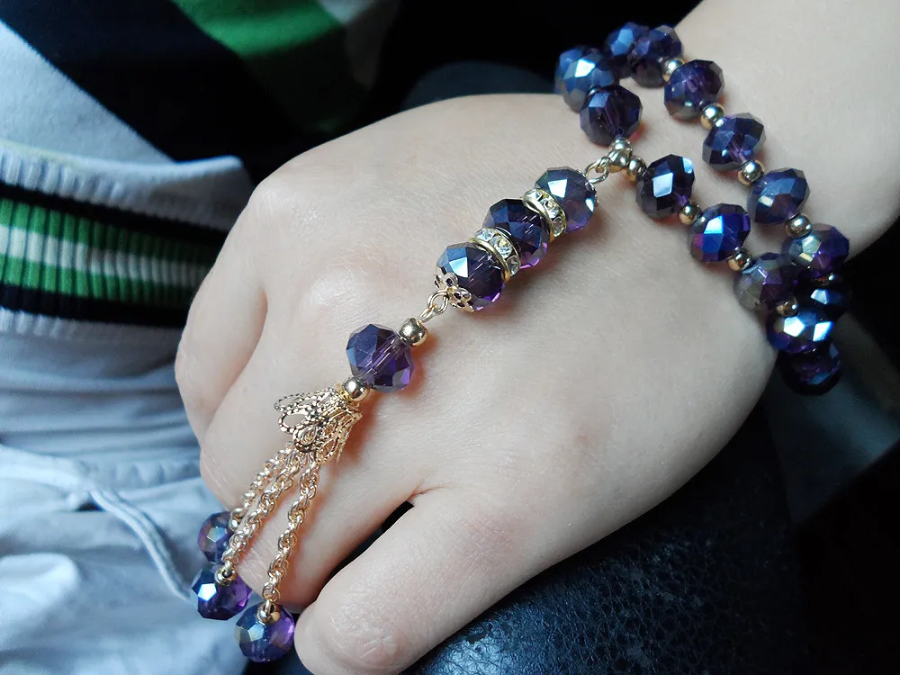 Tiki Official-website по 2 грн New in Muslim Bracelets Tasbih Prayer Beads Rosary 2 Layer Purple Crystal Bracelet