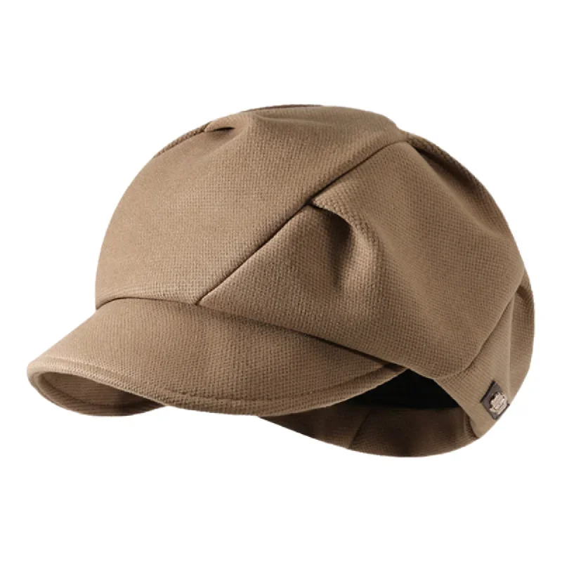 Retro Solid Color Octagonal Hat Casual Dome Short Eave Wrinkle Feeling Newsboy's Hat Fashion Street Versatile Temperament Beret