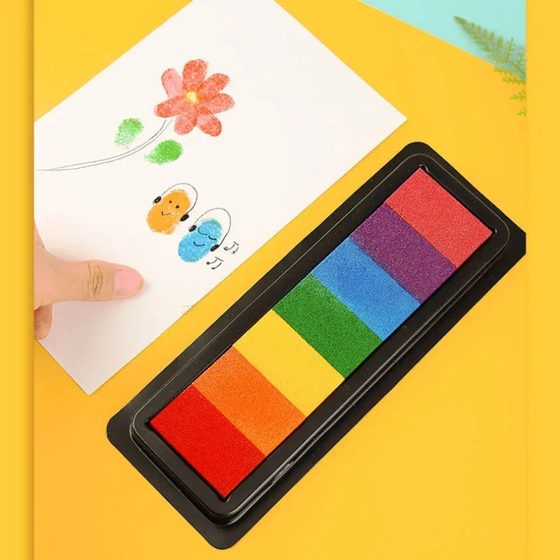 Kindergarten Creative Palm Finger Paint Ink Pad Diy Printing Station 7 Colours Kids Graffiti Finger Stamp Pad Stamp Drawing Toys