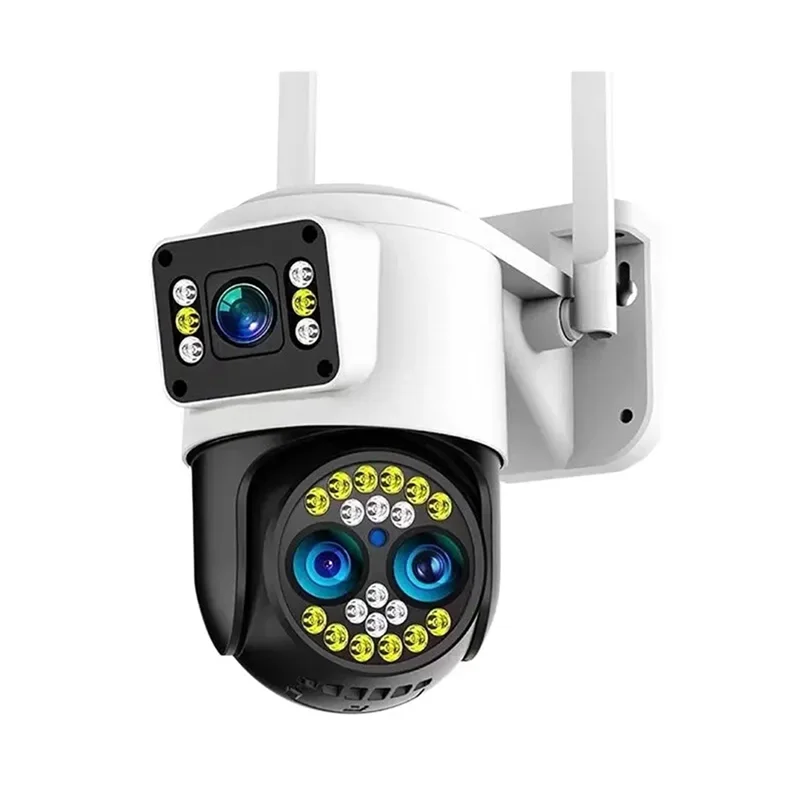 Security Camera Outdoor,Wifi 4K 8MP Two Lens Two Screen Outdoor Wireless Camera 10X Zoom Two Way Audio Detection US Plug Durable