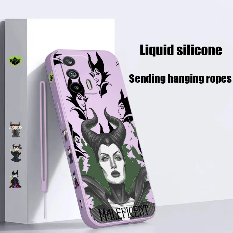 Disney Maleficent Liquid Left Rope Phone Case For OPPO Find X2 3 5 Reno 2 5 6 7 8 10 Pro Lite Neo A16K Shell Soft Cover Capa