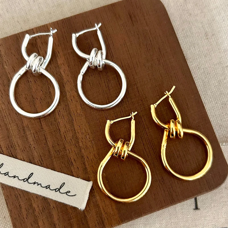 

PONYKISS 925 Sterling Silver 18K Gold Twisted Geometric Hoop Earrings for Women Trendy Personality Fine Jewelry Accessories