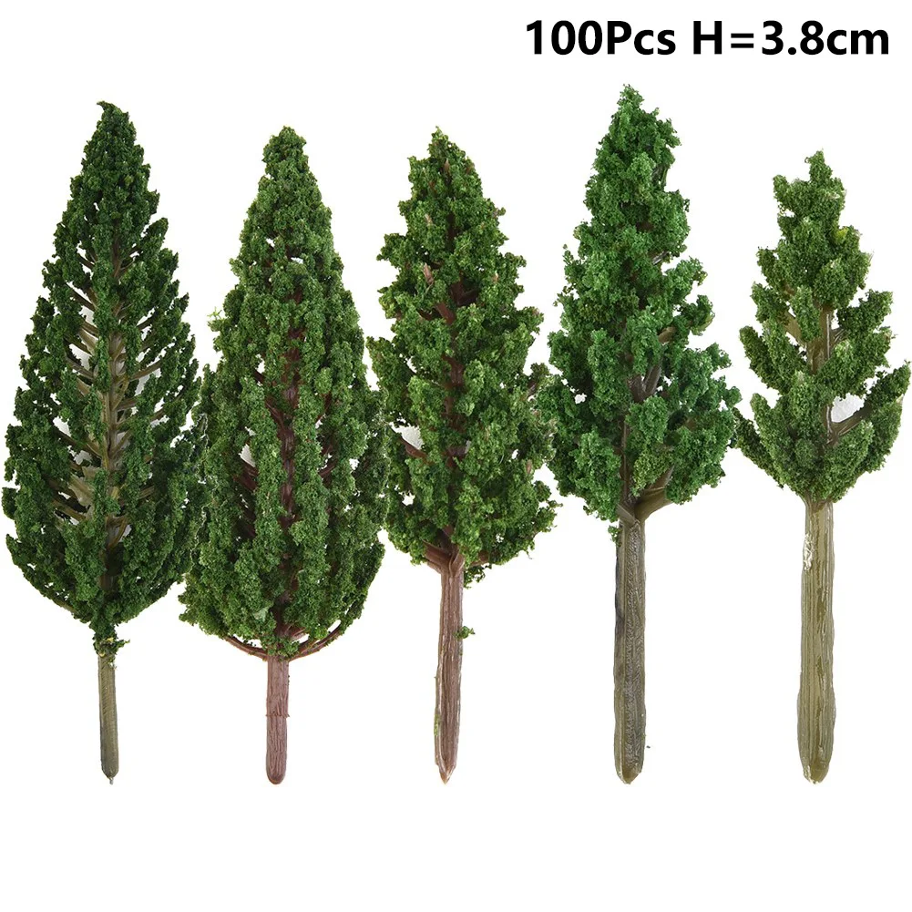 100PCS 3.8CM N Scale  Model Trees Model Pine Trees For Train Railroad Landscape Layout Model Building Construction Accessories