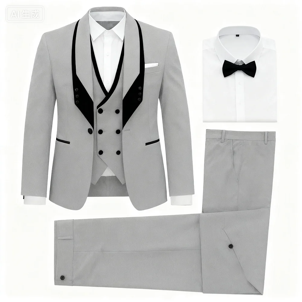 

Royal Blue Men's Wedding Suit Shawl Lapel Formal Tuxedo Coat Vest Pant Set for Groom Prom Party Dress