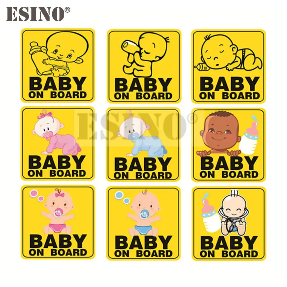 

Car Styling Creative Funny Baby On Board Cartoon PVC Decal Waterproof Car Body Rear Mirror Glass Sticker Pattern Vinyl