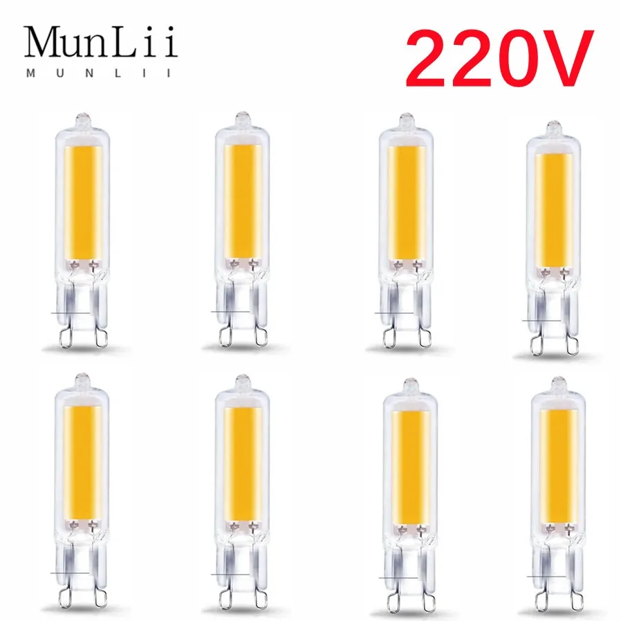 Munlii หลอดไฟ LED 7W 9W 12W 15W 220V G9สว่างมากไฟตกแต่งสวนพลังงานคงที่หลอดไฟ LED G9 cob