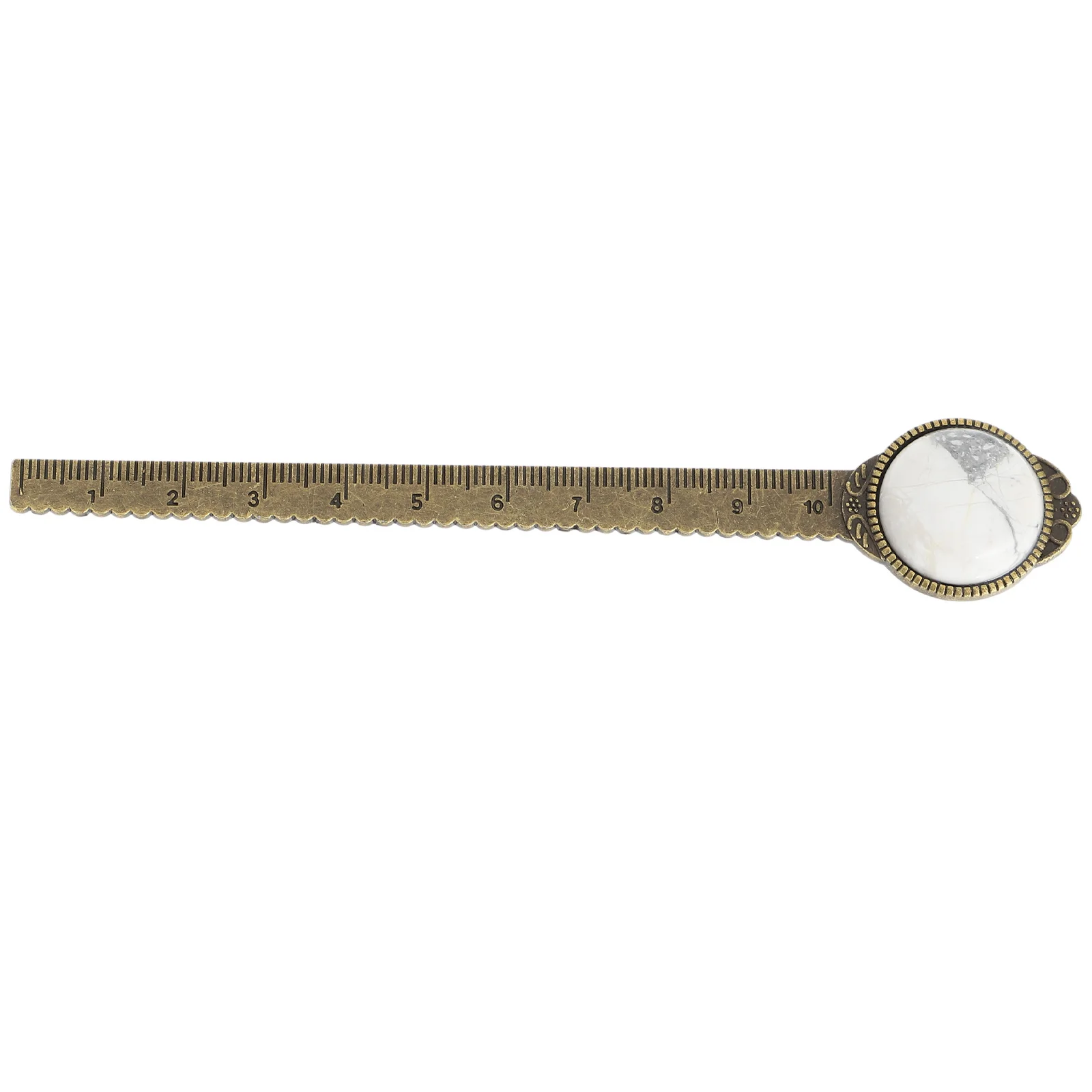 

Semi-Precious Gemstone Bookmark Zinc Alloy Ruler Retro Reading Tool For Students Office Library Lightweight Book Marker