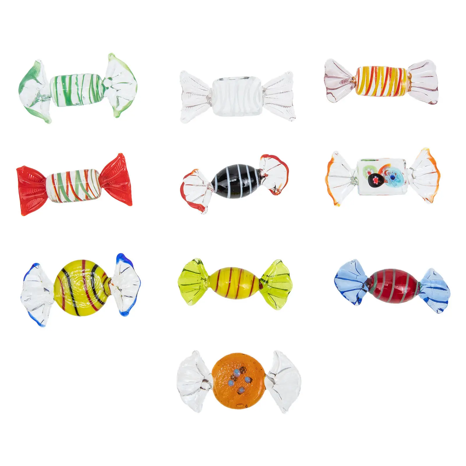 10Pcs Glass Candy Decorations Lovely Shapes Beautiful Colors Desktop Table Fish Bowl Aquarium Living Room Study Bedroom Kids