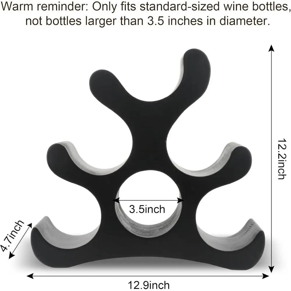 Freistehendes Weinregal aus Holz für 6 Flaschen – schwarzer Schrank, Speisekammer, Bar, Küchenaufbewahrung