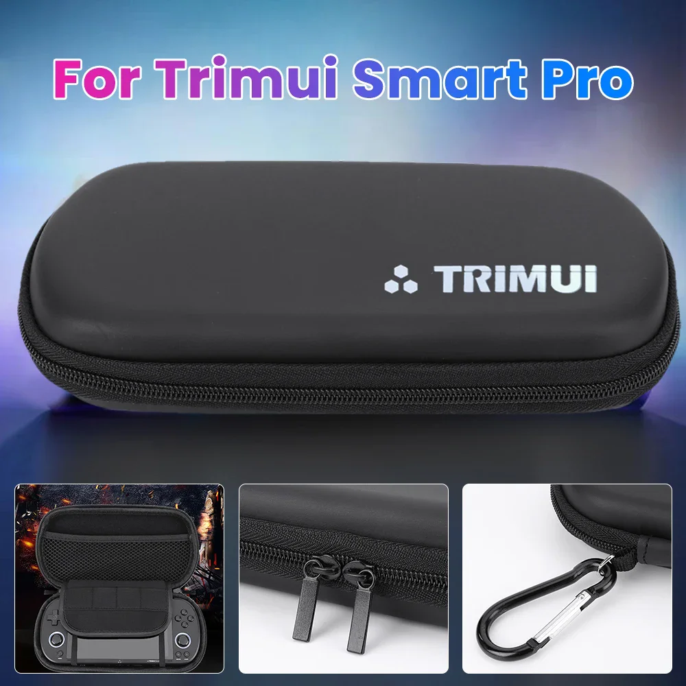 زجاج + حقيبة لـ Trimui Smart Pro واقي للشاشة من الزجاج المقسى EVA حافظة محمولة لملحقات حامي Trimui Smart Pro