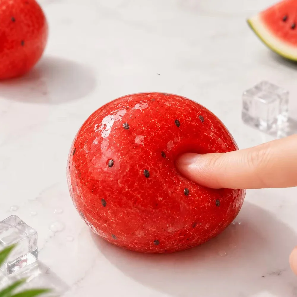 Hot Sale Squishy Handmade Watermelon Slush Toy Soft, Slow-Rebound Stress Relief Squeezy Toy Realistic Fruit Model Adult Gift