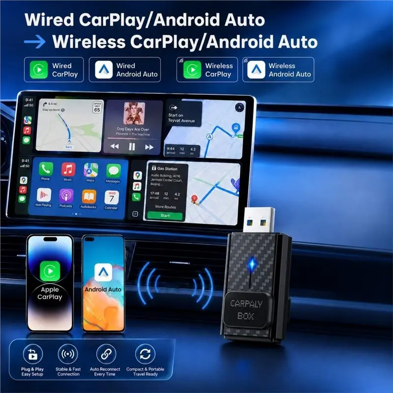 A82M-2-In-1 Converts Wired To Wireless Wireless Carplay&Android Auto Adapter For Carplay AI Box 2-In-1 Carplay