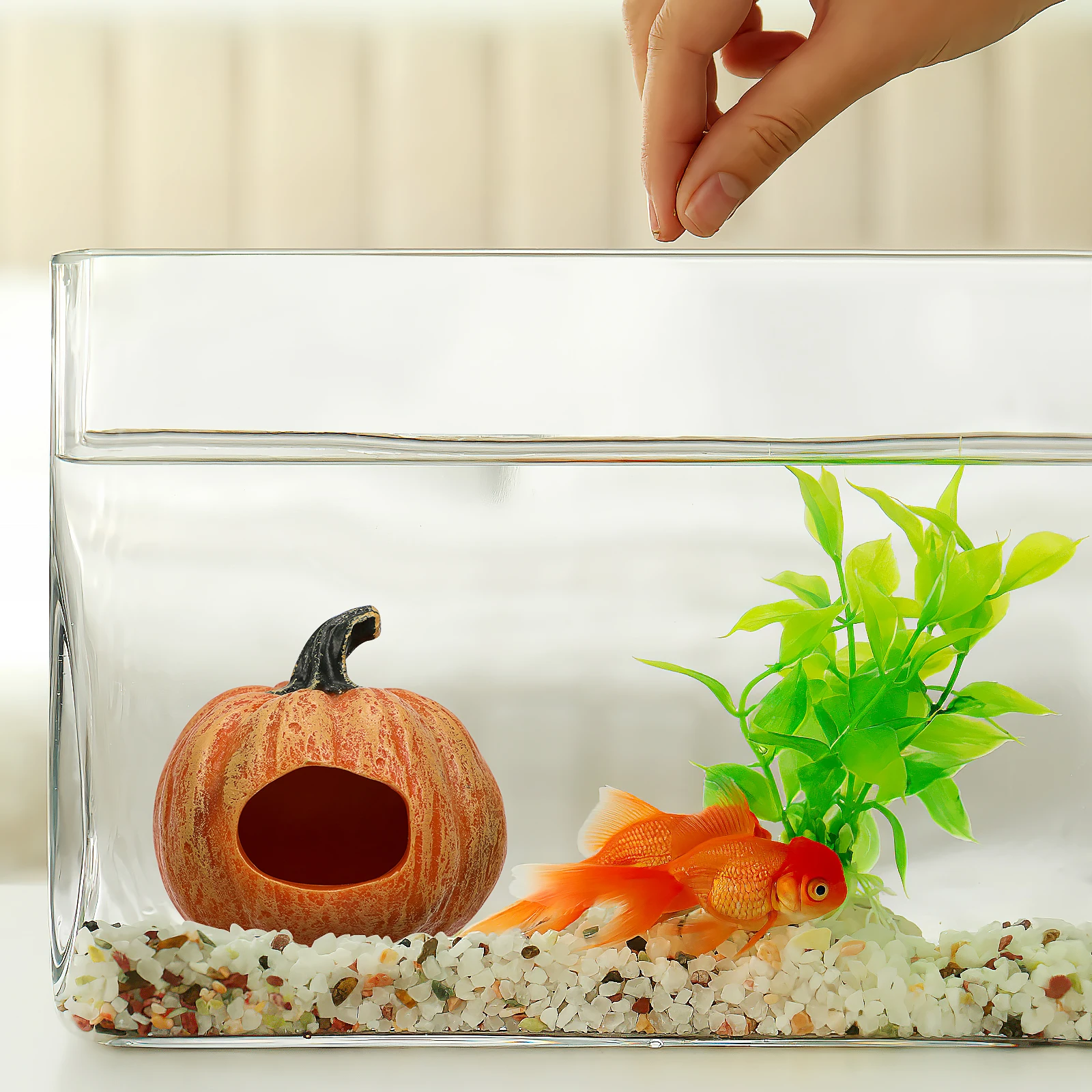 

Fish Tank Resin Pumpkin Decor Durable Funny Aquarium Habitat Ornament Fish Shrimp Rest Simulation