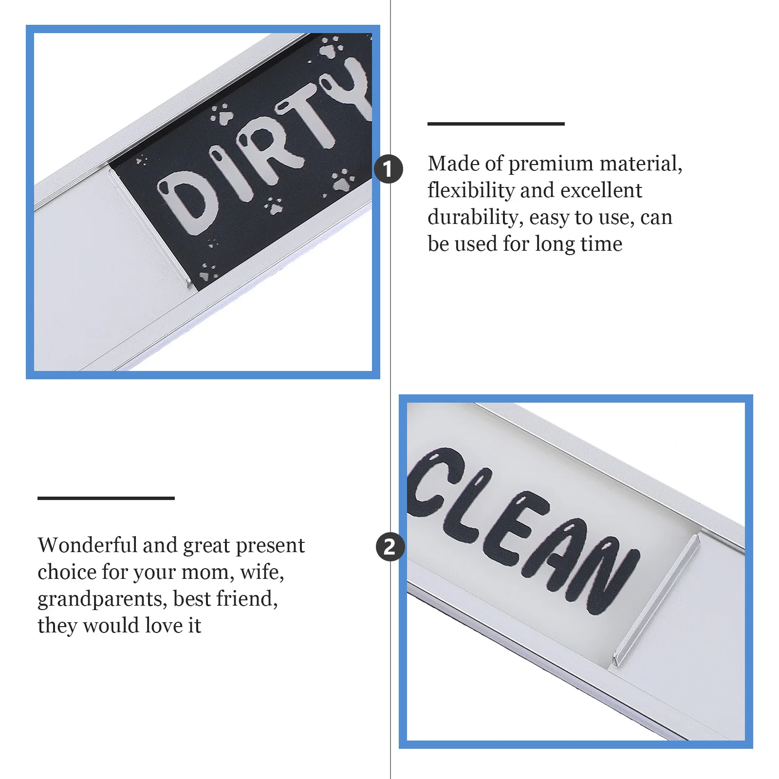 Magnetic Clean Dirty Indicator Sign Dual Side Dishwasher Fridge Laundry Room Organizer Tool Kitchen Appliance Storage Solution