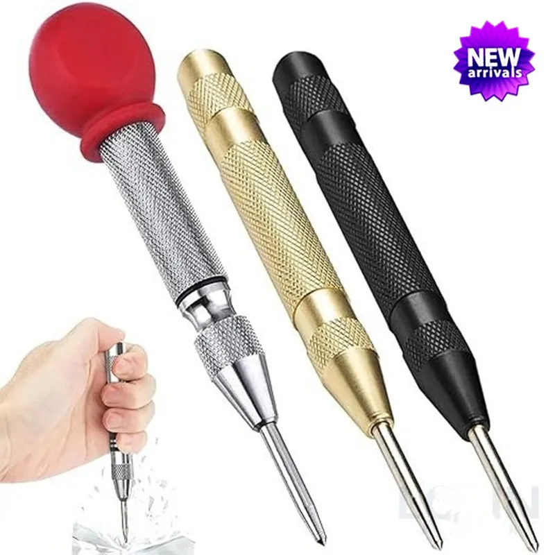 Perforadora central automática, marcador de agujeros, madera, Metal, acero, carga de resorte, localizador de taladro, punzón de alta resistencia, herramienta manual automática de carpintería