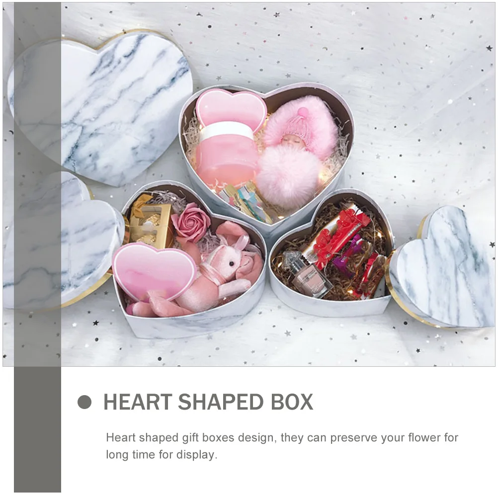 

3Pcs Heart Shaped Flower Boxes Floral Packaging Set Sturdy Gift Box for Valentine Wedding Proposal Birthday Present