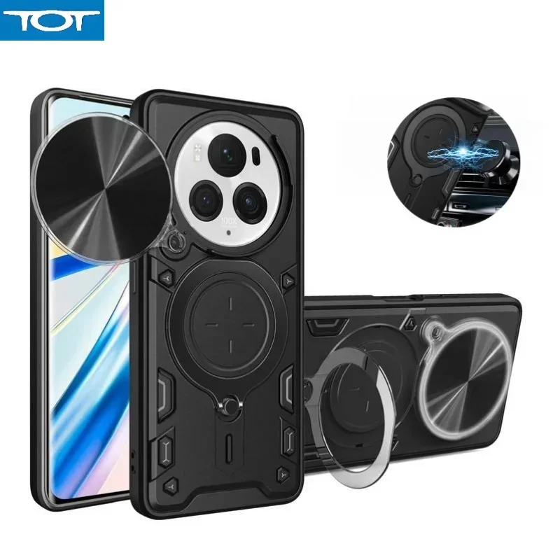 

Магнитный кольцевой держатель-подставка, противоударный чехол для Honor Magic 6 Pro Magic6 Lite 5G, защитный чехол для камеры с раздвижным объективом