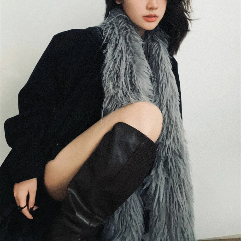 Winter Women's Imitation Sable Scarf Ear Muffs Set Hot Girl Ins Korean Thickened Soft Ear Muffs Warm Fluffy Collar Neck Scarf