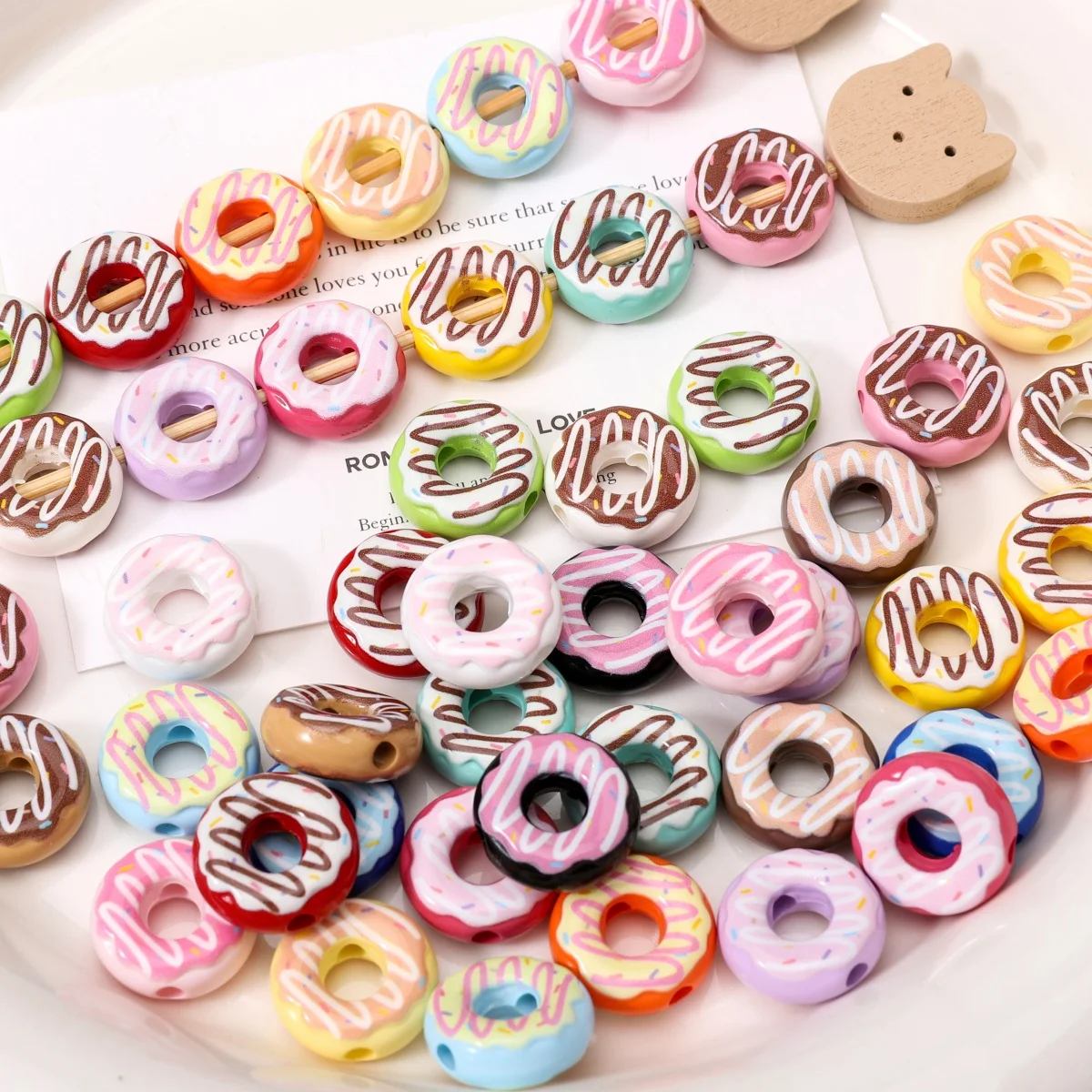 1/5pcs 16mm Acrylic Donut Loose Beads Big Hole Candy Color Spacer Beads For DIY Bracelets Phone Chain Jewelry Making Accessories
