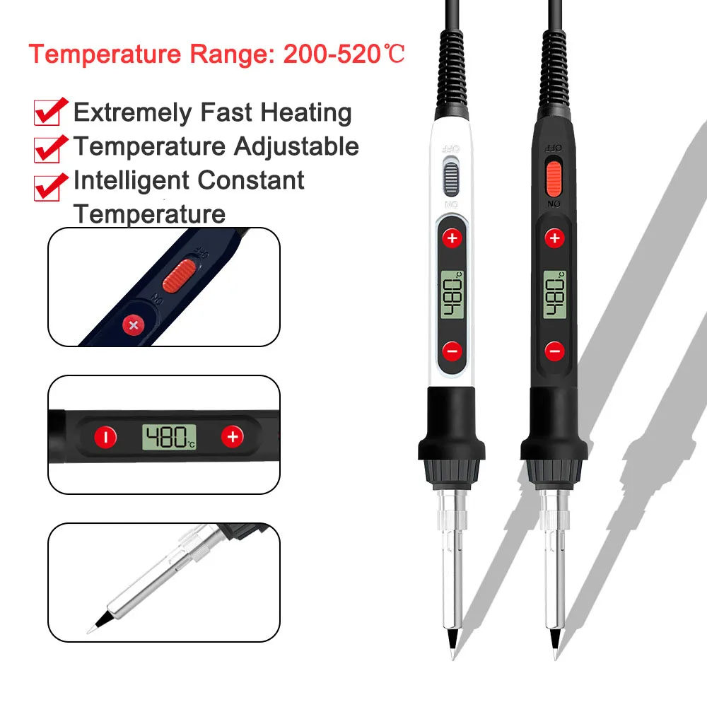 80W Precision Soldering Iron Adjustable Electrician Solder Irons With Switch Regulator Fast Heating Ceramic Core Welder Tools