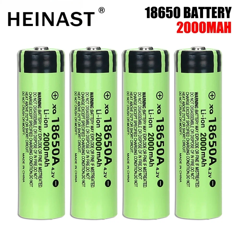 4.2V 18650 Battery 2000mAh Rechargeable Power Batteries 3C Discharge 18650 HD Cell Lithium Battery with a T6 LED Flashlight