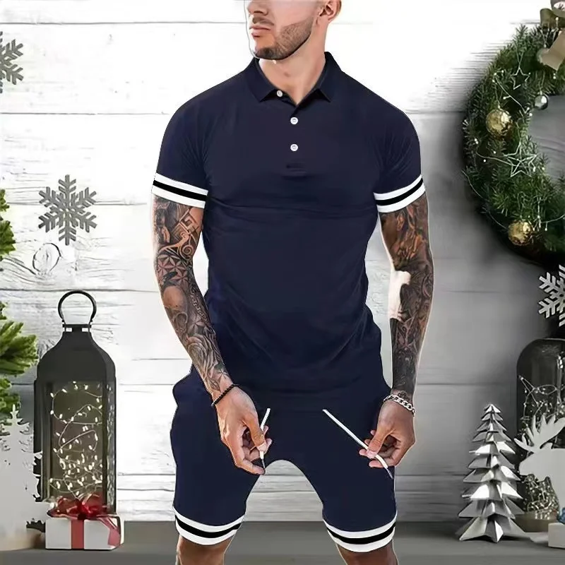 

Summer casual short sleeved shorts two-piece set for man loose and breathable sports T-shirt mens running and fitness Men's Wear