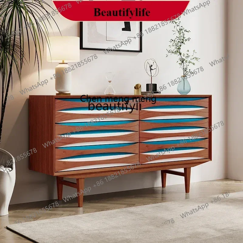 

G153 Six chest cabinet living room cherry wood, decorative storage, modern home drawer locker