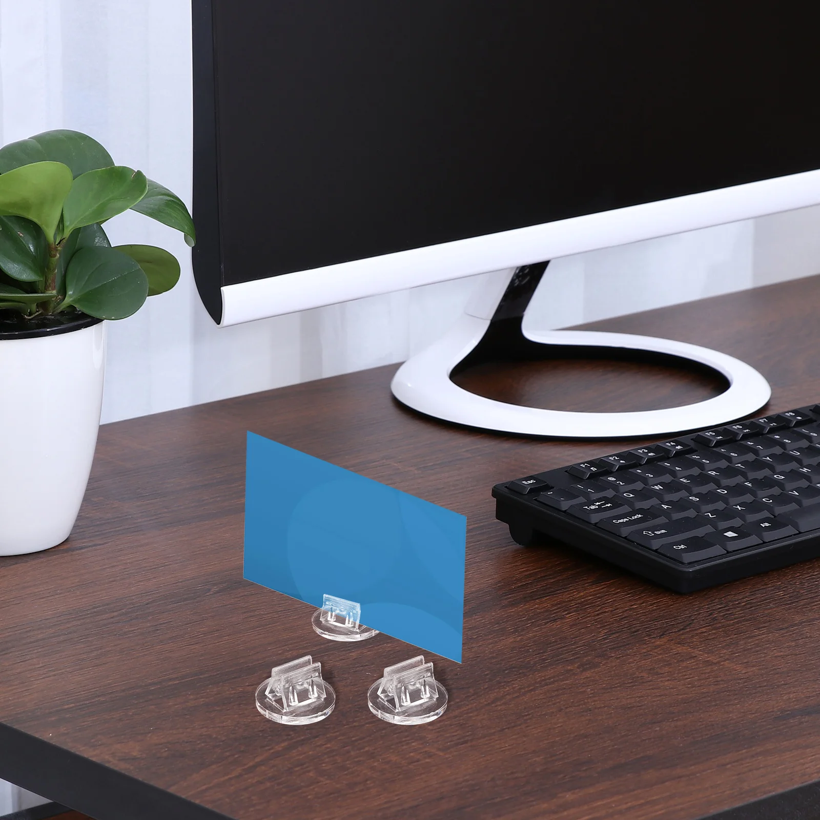 

100pcs Card Display Holder Plastic Business Card Holder Desk Organizer Vertical Multiple Cards Storage Pieces Office Table