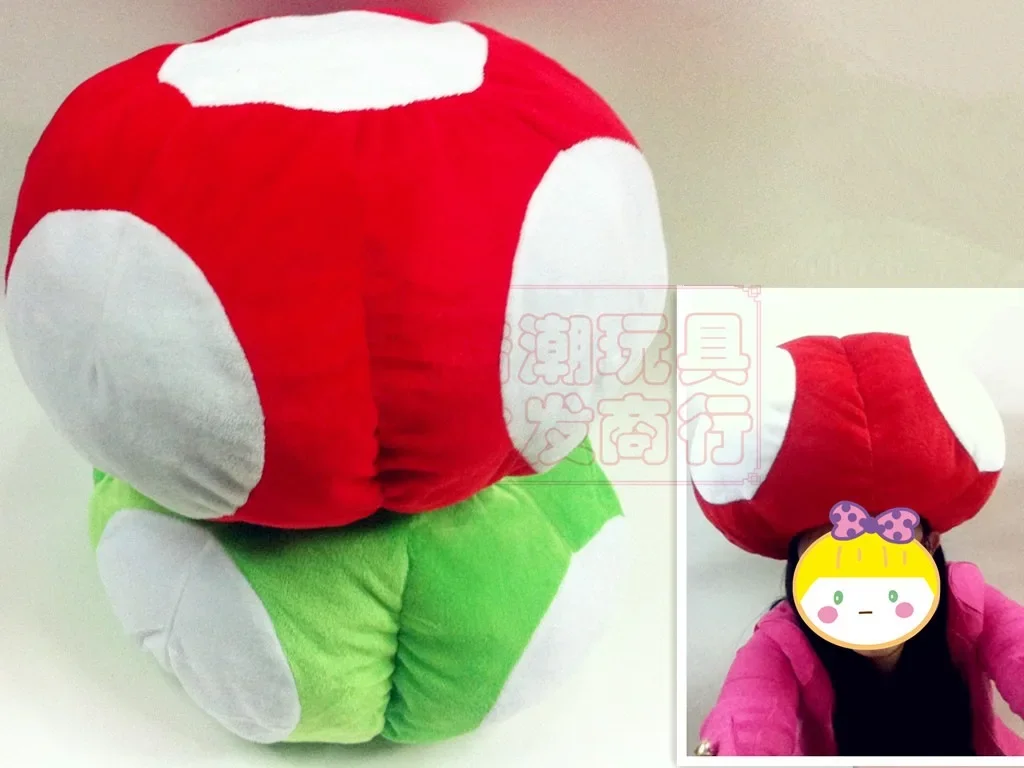 Super Mario Cartoon Hat Big Mushroom Doll Plush Action Figure Hat Anime Peripheral Throw Pillow Toy Zabawka urodzinowa dla dzieci Prezent