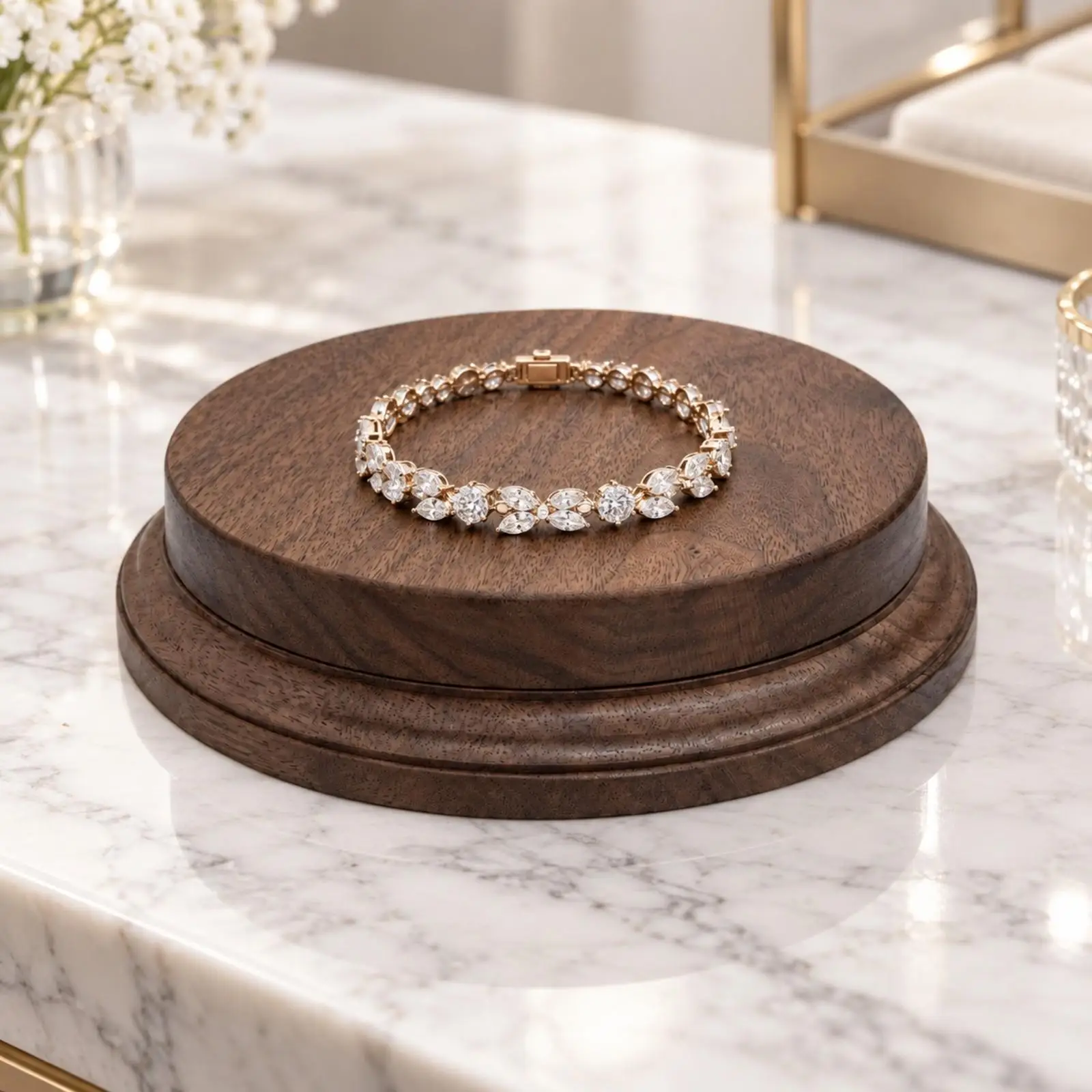 Natural Black Walnut Wood Display Stand Pedestal for Crystal Stone Ornaments and Collectibles Showcase
