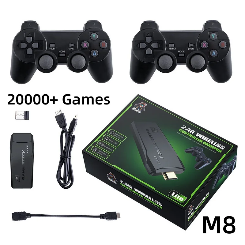 M8 Video Game Console 64G Built-in 20000 Games Retro handheld Console Wireless Controller Game Player For Children Xmas Gift