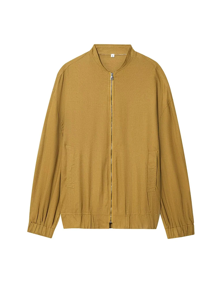 

Chic Women Spring Autumn Bomber Jacket 2025 New V Collar Zipper Coat Lady Oversize Leisure Fashion Outerwear Street Clothes