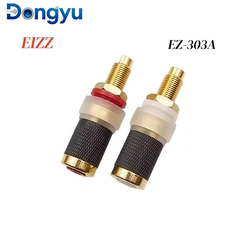 EIZZ EZ-303A EZ-302 24K Gold Plated Pure Copper Binding Post, Solderless Banana Jack for Tube Amplifier Audio Plug Connector view 4