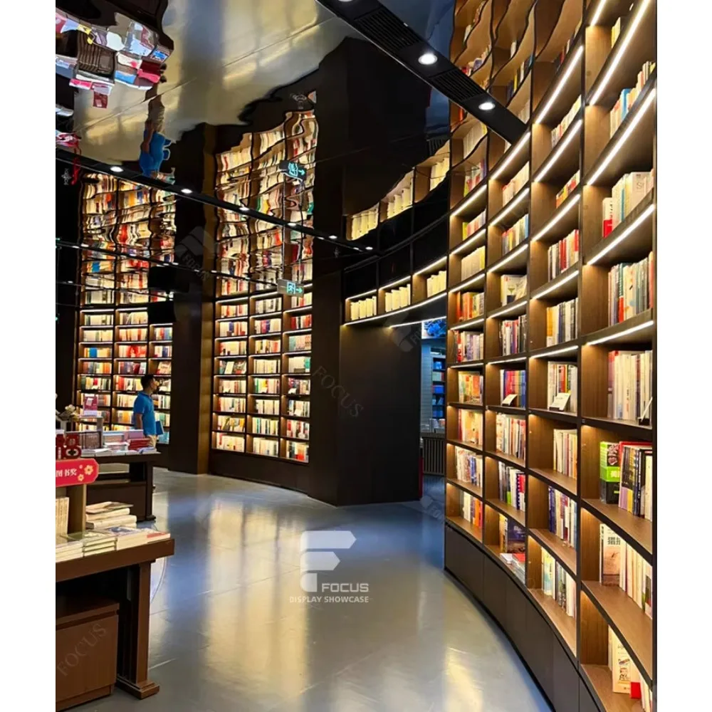 مكتبة خشبية جدار خزانة الكتب رف عرض الكتب لأثاث المكتبة المدرسية #3