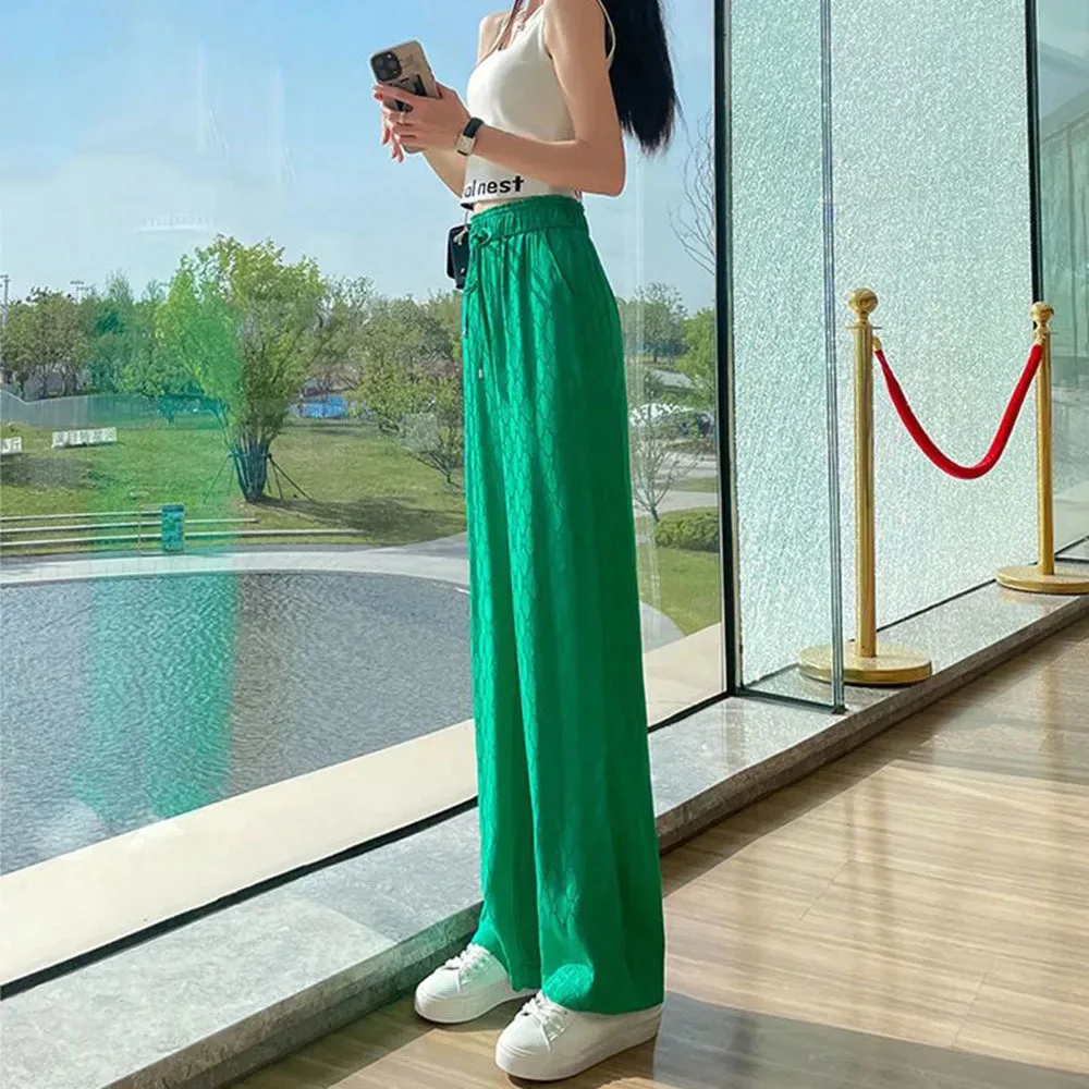 High Waisted Wide Leg Pants for Women's Summer Female Bottoms Thin Casual Trousers Women with Loose Straight Leg Pants Trend