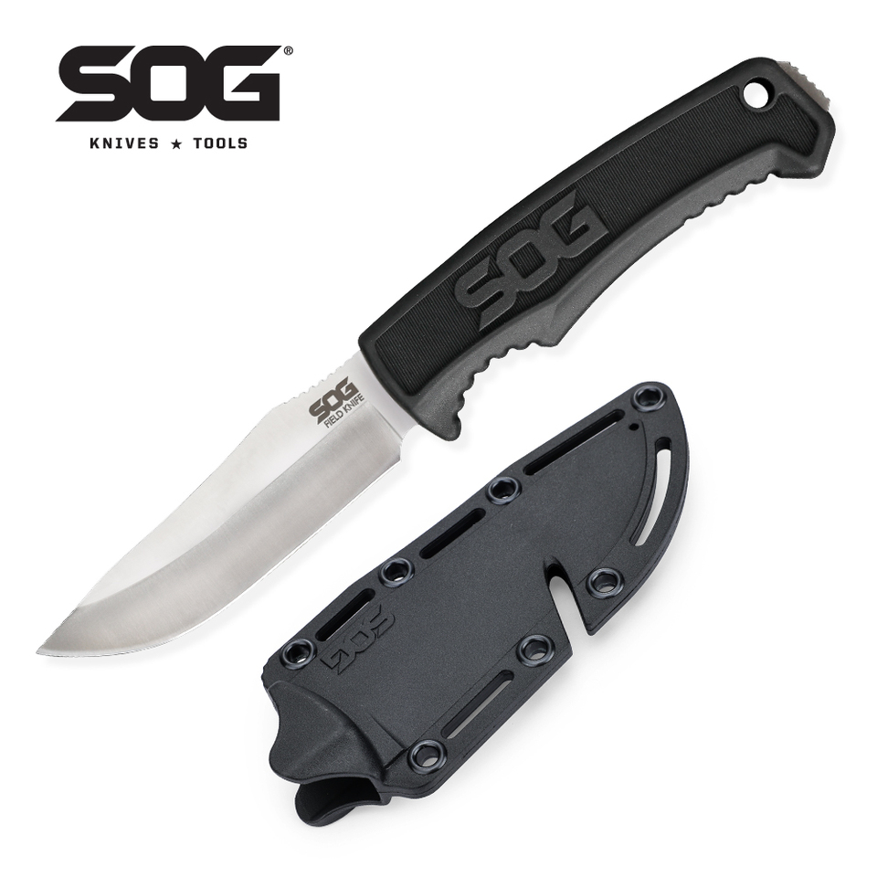  SOG Field Survival Knife | Fixed Blade Hunting Knife with Sheath - Premium Bushcraft Tool for Camping, Outdoor Adventures & EDC 