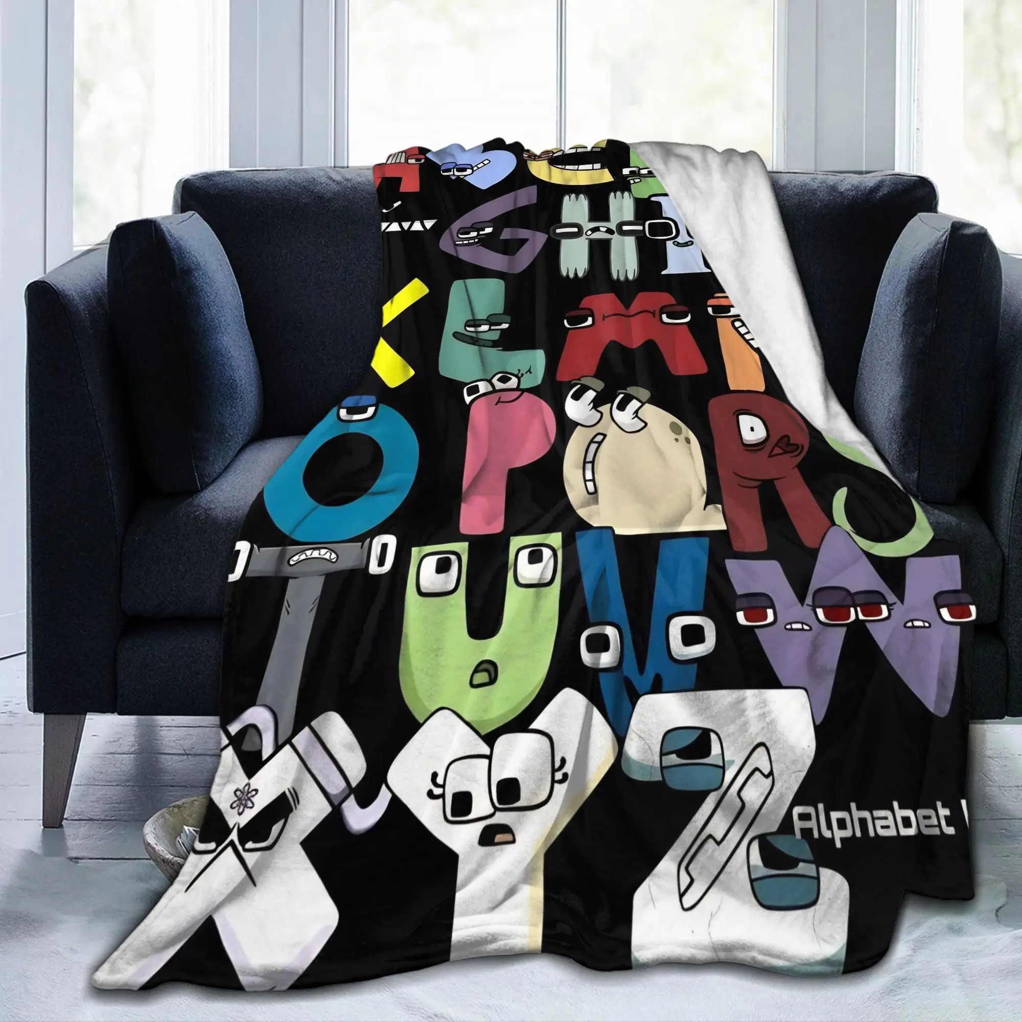 Alphabet Lore English Cartoon Blankets Villain Letters Flannel Vintage Breathable Throw Blanket Bedspread Spring Autumn Travel