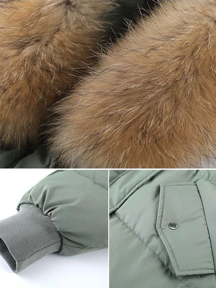 Imagem -06 - Parkas Longas com Capuz Feminino com Gola de Pele Sintética Jaqueta à Prova de Vento Algodão Quente Oversize Roupa de Neve Coreano 100kg Inverno Novo