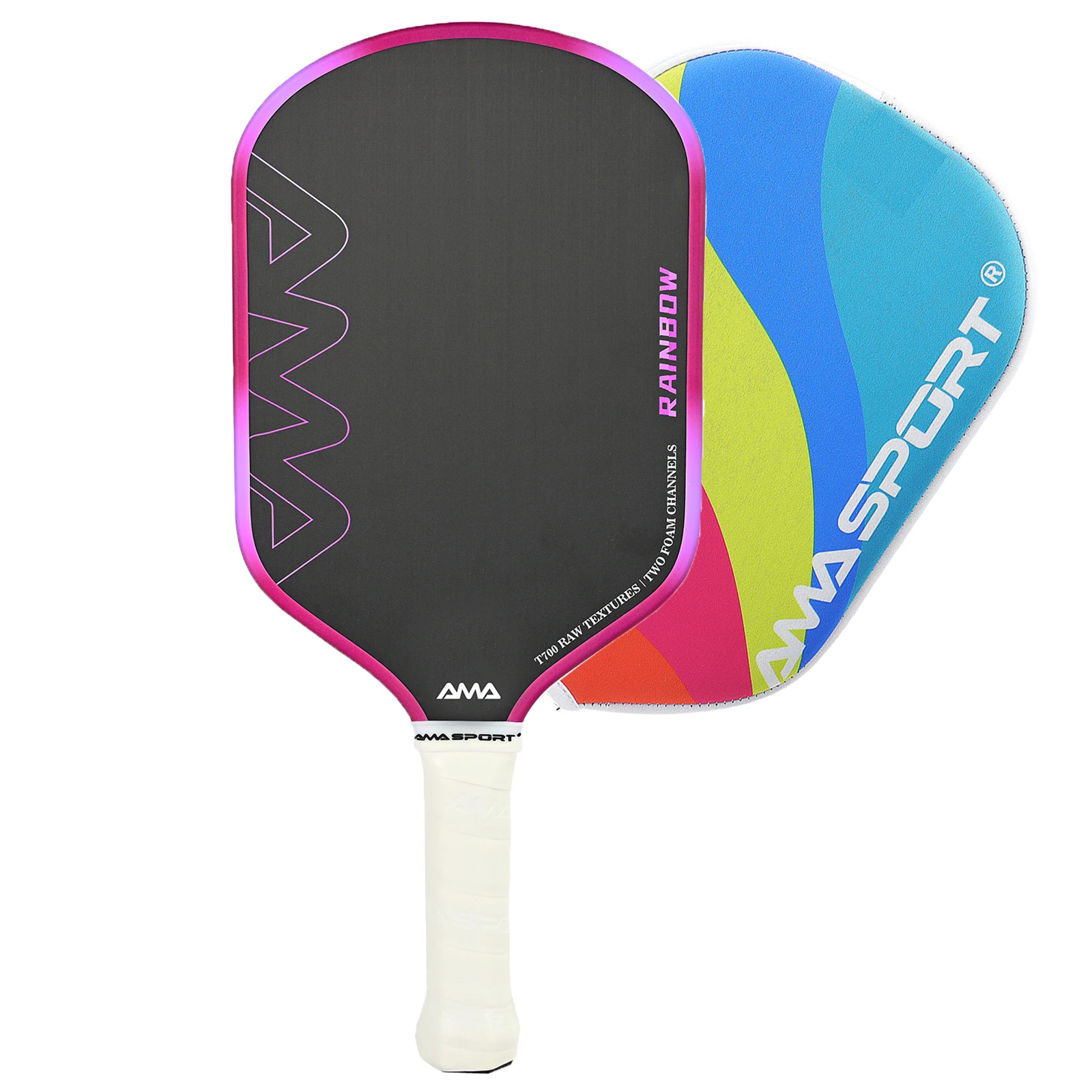 

AMA SPORT Pickleball Paddle Racquet With Rainbow ColorShield Edge Guard & Full Carbon Pperimeter Frame Offers Maximum Strength