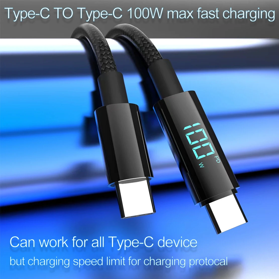 USB C Charger 2024 Trending Gadgets Smartphone LCD Display Cables Type C 100W 66W 5A Super Power Fast Transmission Mobile Phone