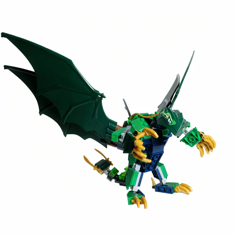 197pcs MOC 2X Green Forest Dragon Ninja Warrior Model Building Blocks Desk Decor Room Decor Home Decoration Gift For Adults Kit