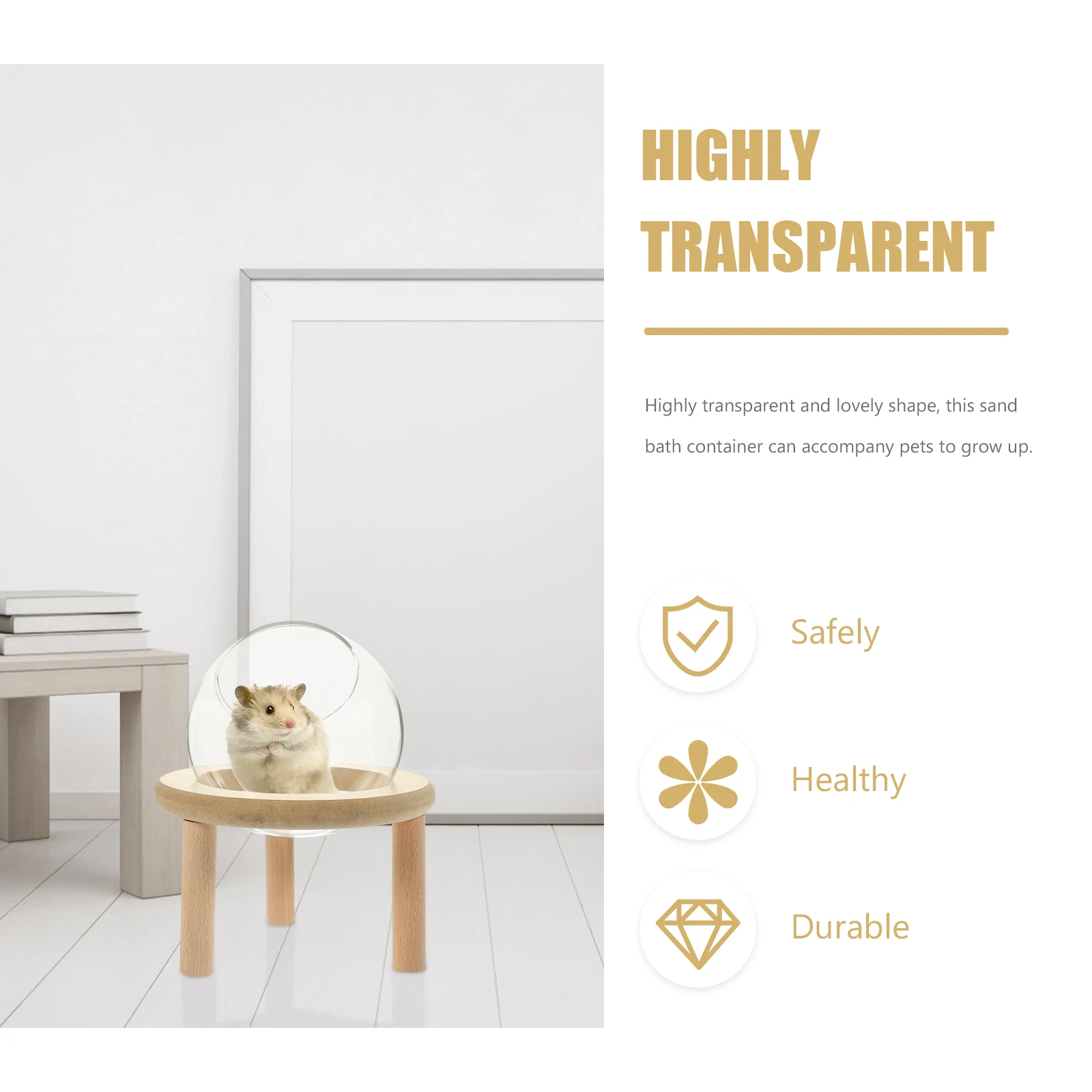 

Transparent Hamster Sand Bath Container Premium Wear-Resistant Small Pet Bathroom for Hamster Rat Chinchilla Ferret Bathtub Cage