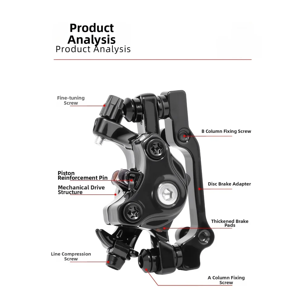 Hoge sterkte aluminium mountainbike schijfremmen T12 mechanische remklauwset voor standaard frame zwart rood cyaan paars