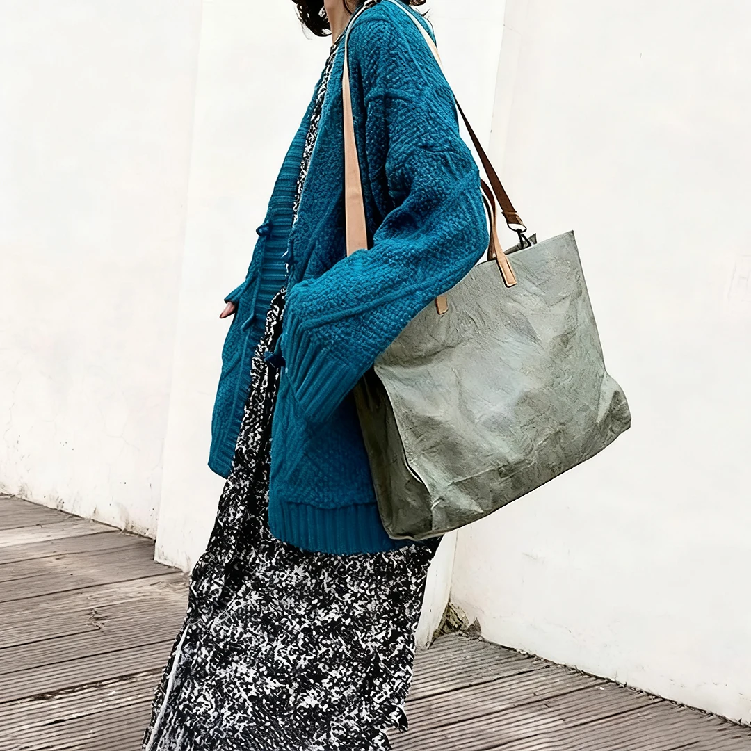 Sac fourre-tout femme sac à bandoulière léger pour femmes sac à main de trajet étanche papier Kraft sacs à bandoulière Vintage sac à provisions