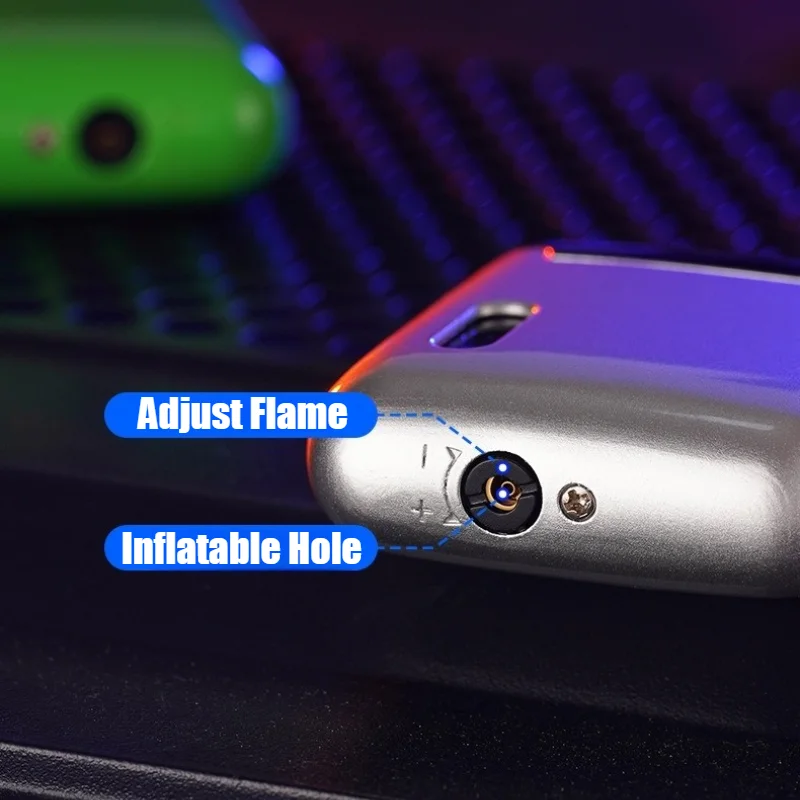 Новейшая надувная зажигалка для сигар с красным пламенем, ветрозащитный корпус из сплава, прозрачная вентиляционная зажигалка для сигарет и аксессуары для курения