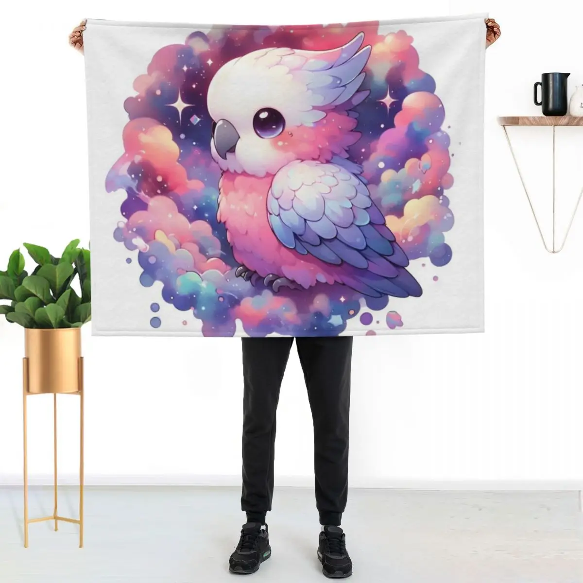 

Galah Pearrot Chibi Animal Australia Throw Blanket Cozy Warm Blanket for Bed Room Decor