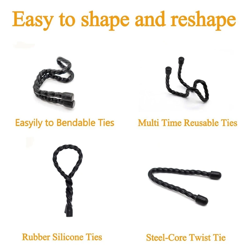 SOFT-24PC Silicone Cable Ties-Reusable Twist Ties Bendable Cable Ties For Bundling And Holding,For Indoor Outdoor 6/12/18Inch
